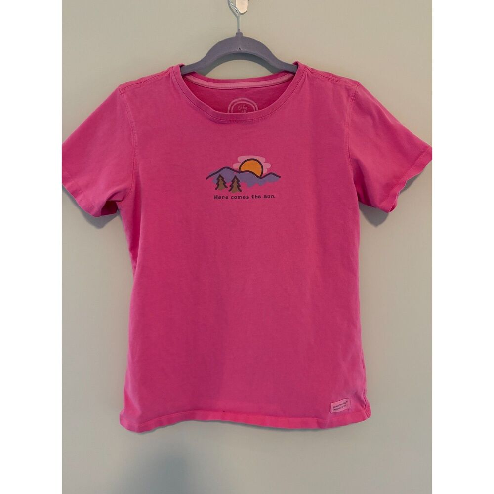 Life Is Good 100% Cotton Pink Here Comes The Sun Womens Tshirt Size S